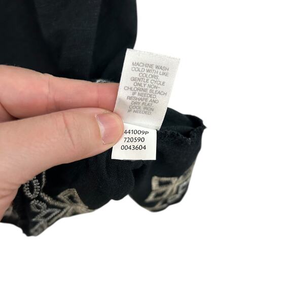 Boho Embroidered Tank J. Jill Black Sleeveless Cotton Modal Petite M - Picture 6 of 6